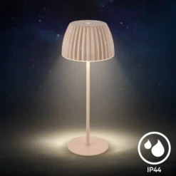 LED-Akku-Tischlampe Brilo unplugged Riffle, 36 cm, beige