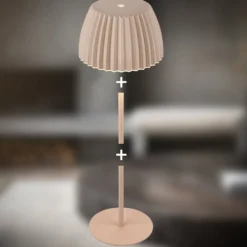 LED-Akku-Tischlampe Brilo unplugged Riffle, 36 cm, beige