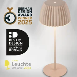 LED-Akku-Tischlampe Brilo unplugged Riffle, 36 cm, beige