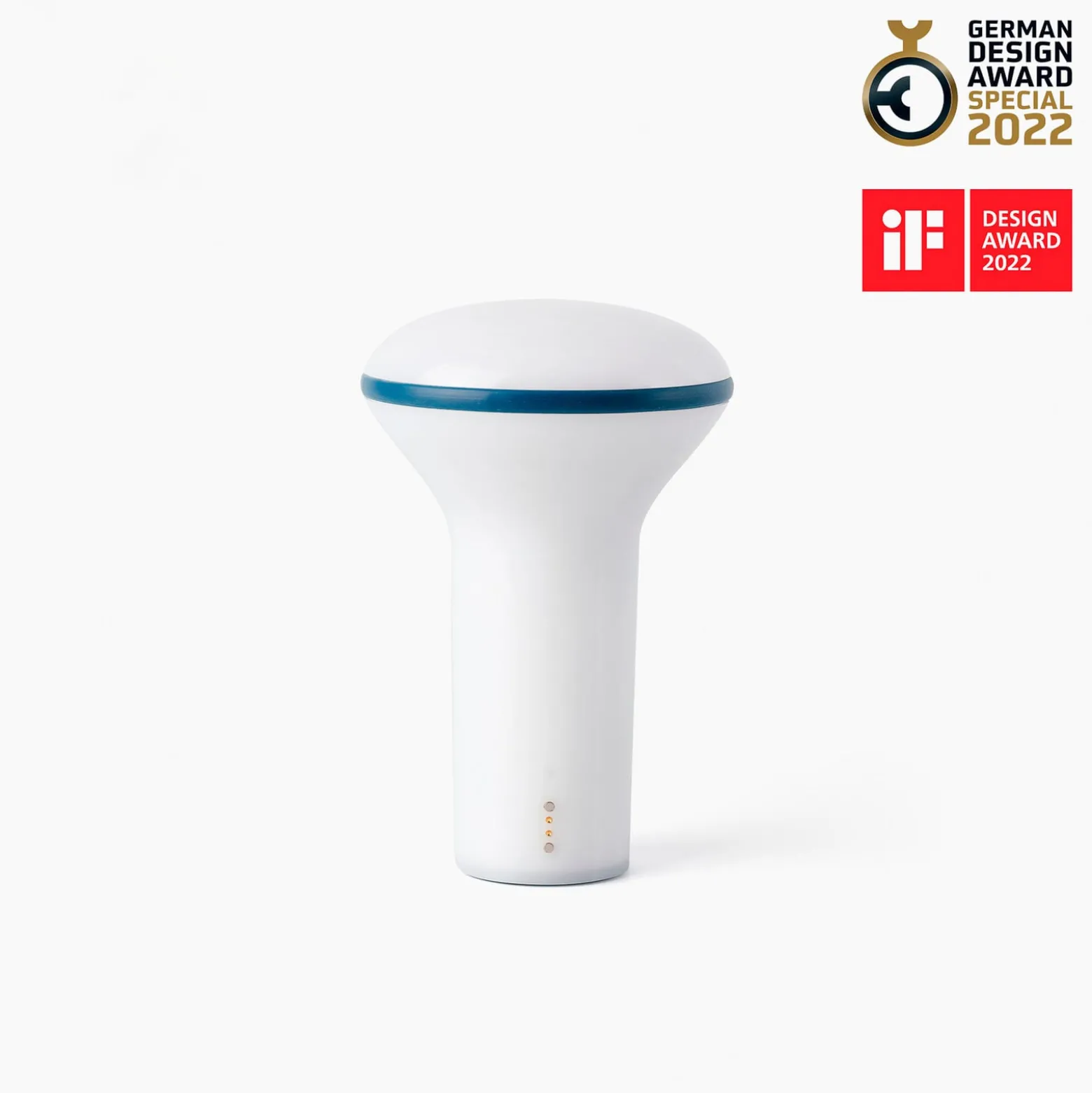 LED-Akku-Tischlampe Buddy, weiß/blau, Polycarbonat, Ø 11 cm