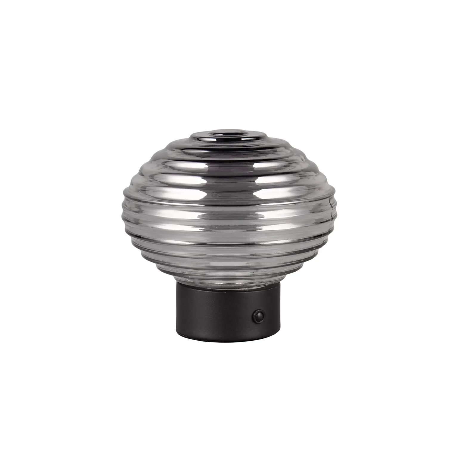 LED-Akku-Tischlampe Earl, schwarz/rauch, Höhe 14,5 cm, Glas
