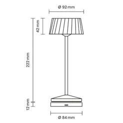 LED-Akku-Tischlampe Facetta, beige, 22 cm, Metall, CCT IP44