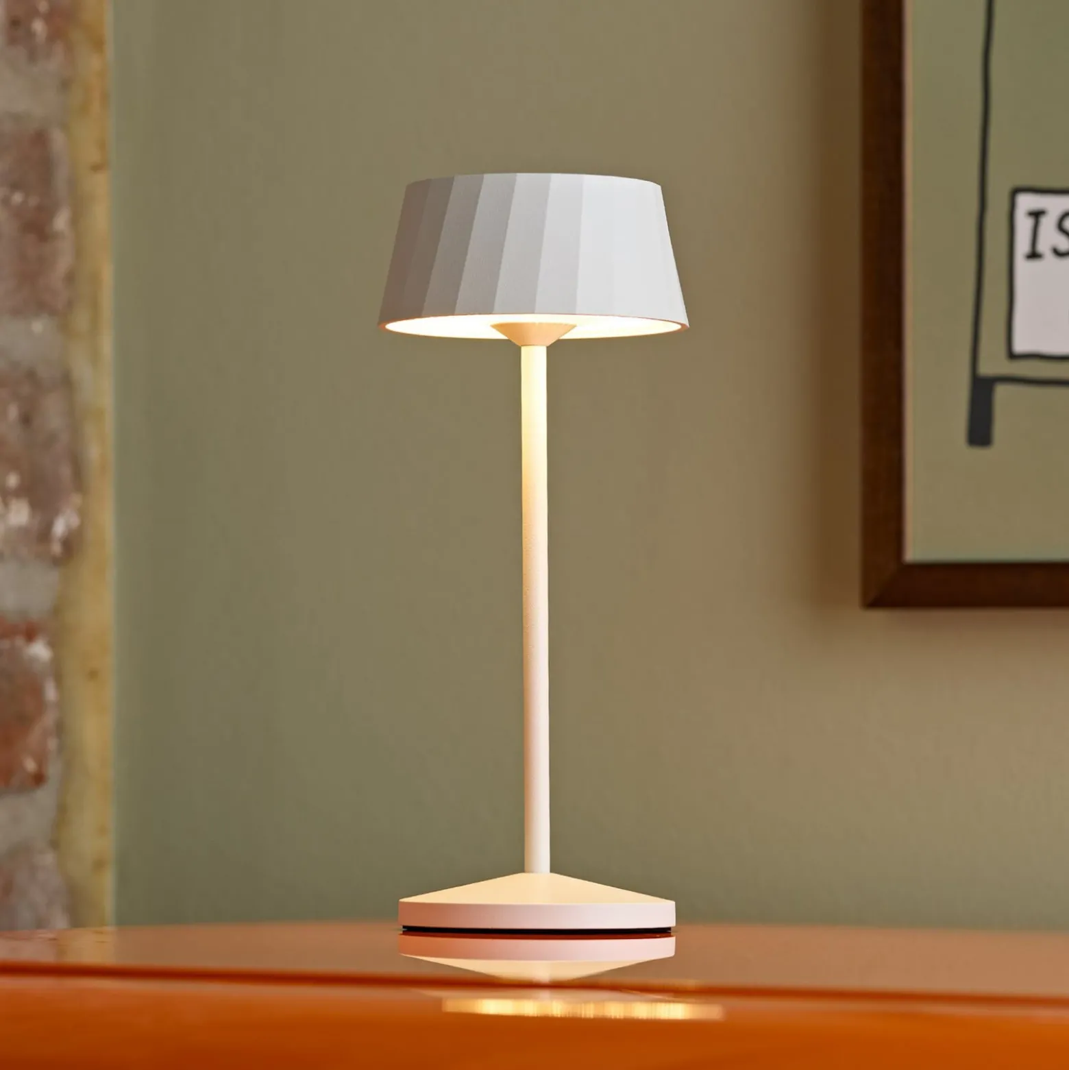 LED-Akku-Tischlampe Facetta, 3er-Set, weiß, 22 cm, IP44