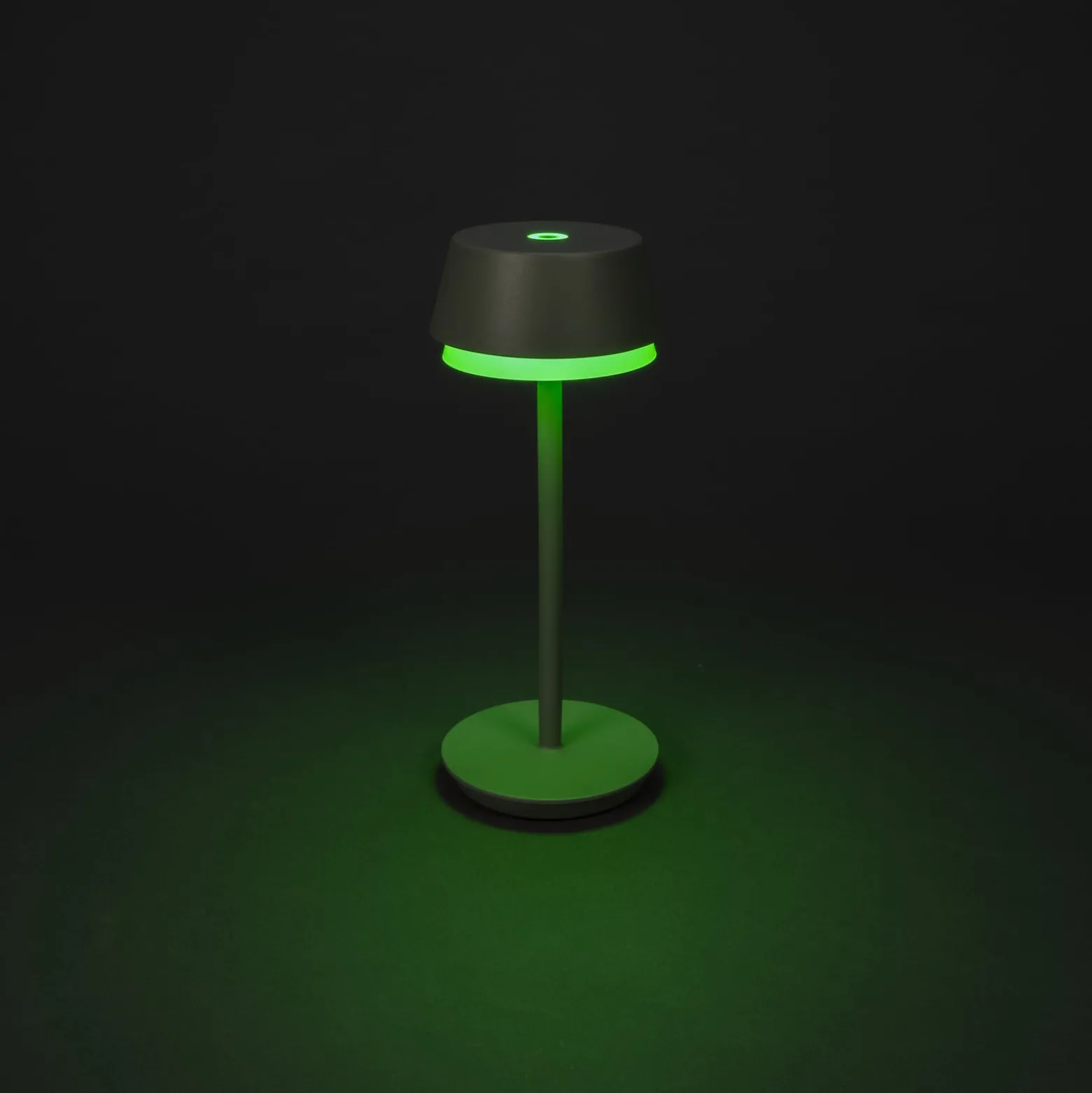 LED-Akku-Tischlampe Lyon, grün/grau, IP54, Dimmer, CCT, RGB
