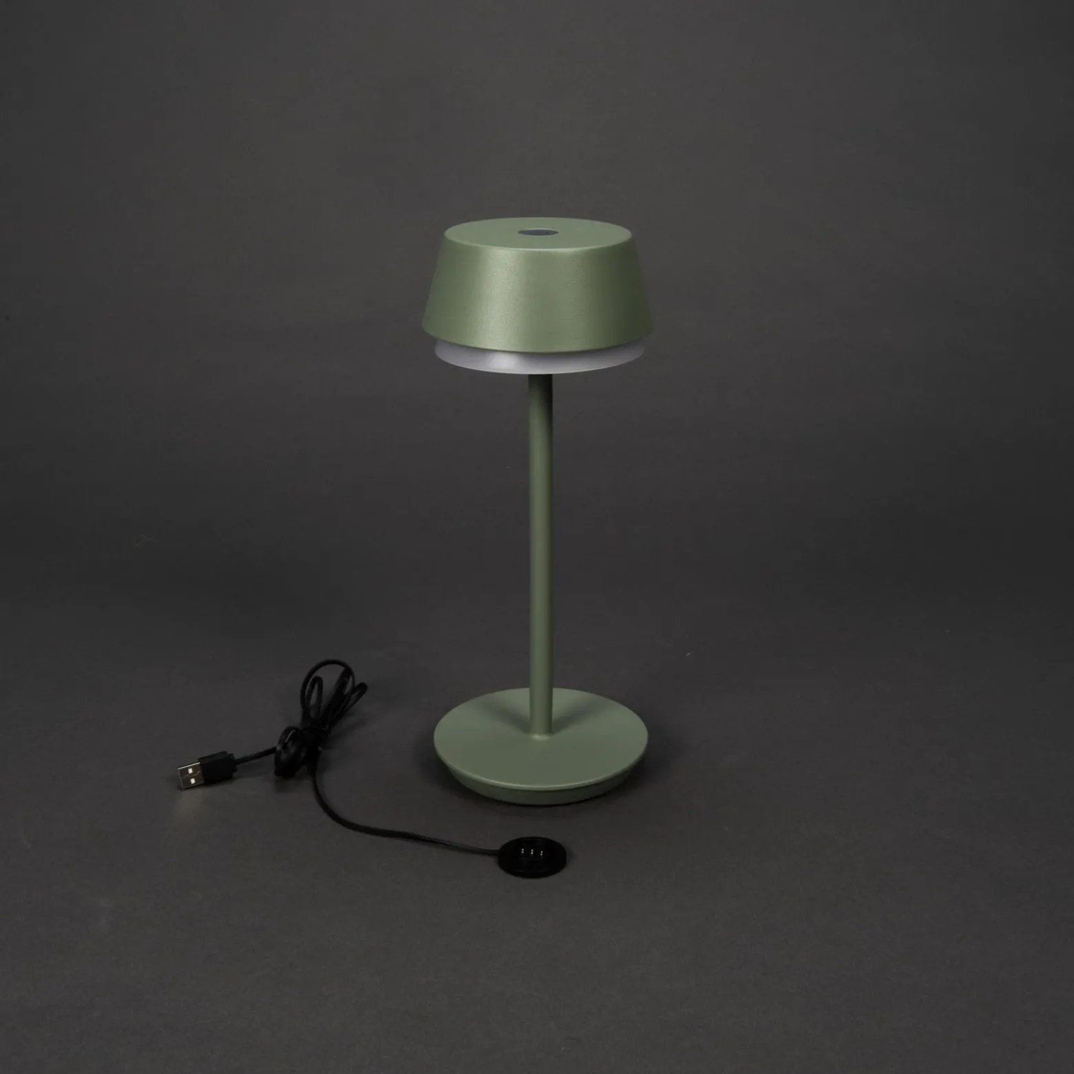 LED-Akku-Tischlampe Lyon, grün/grau, IP54, Dimmer, CCT, RGB