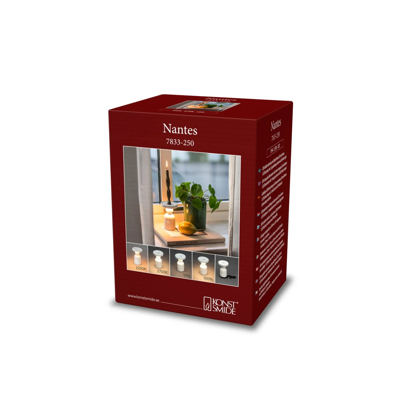 LED-Akku-Tischlampe Nantes, weiß, Alu, IP54, Dimmer, CCT