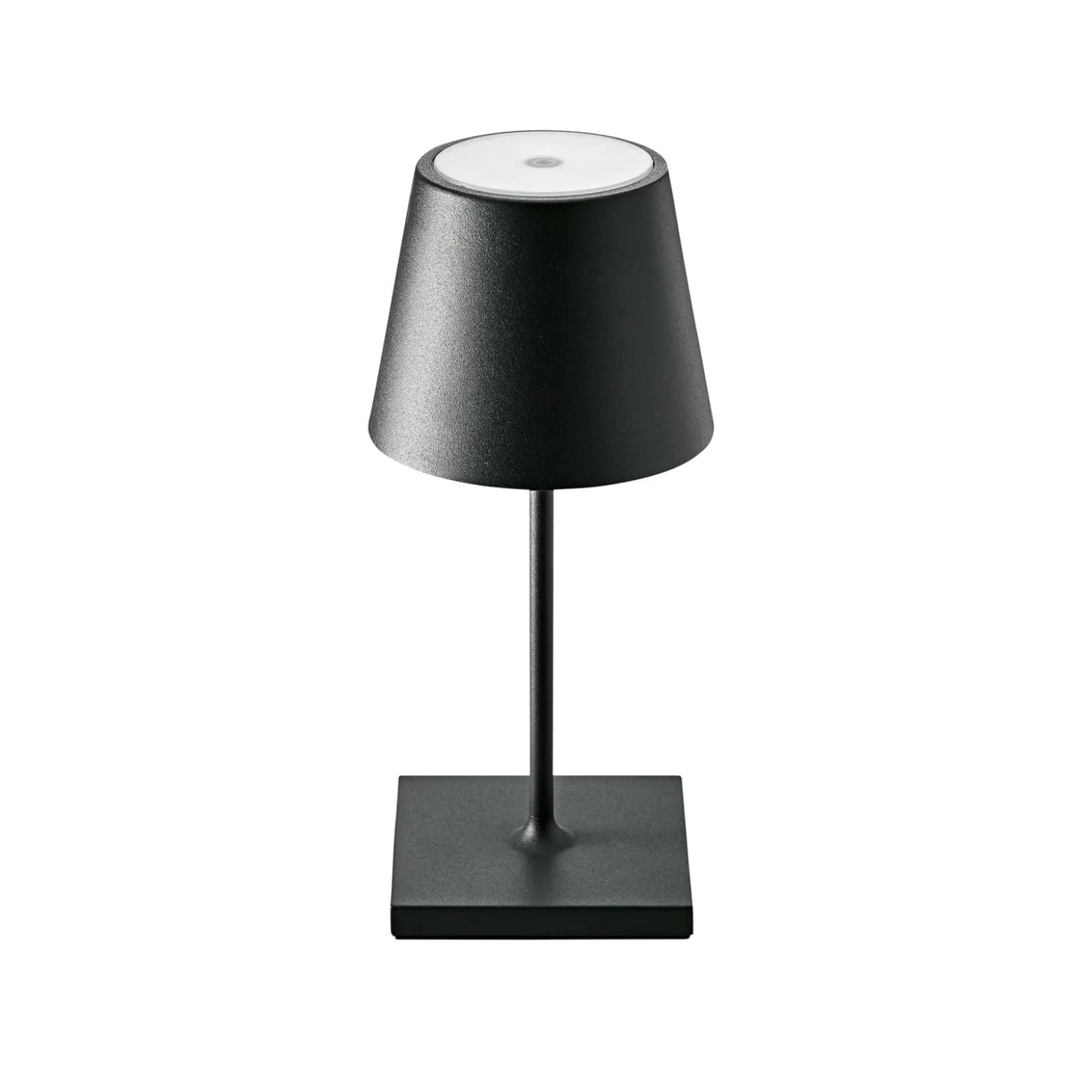 LED-Akkutischlampe Nuindie mini, USB-C, schwarz, IP54, dimm.