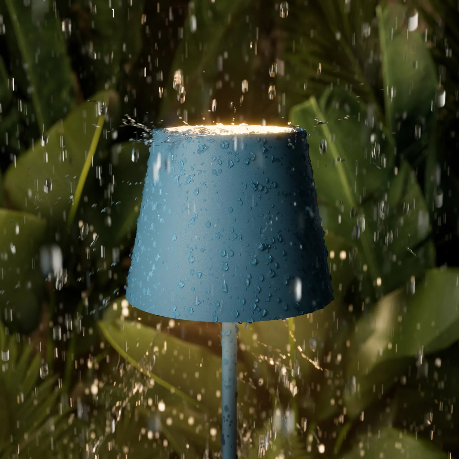 LED-Akkutischlampe Nuindie, USB-C, blau, IP54, dimmbar