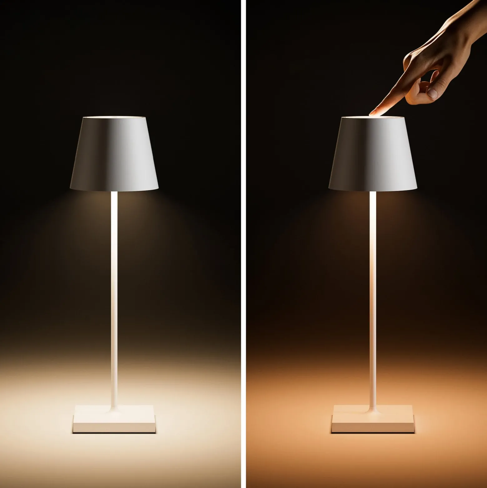 LED-Akkutischlampe Nuindie, USB-C, grau, IP54, dimmbar