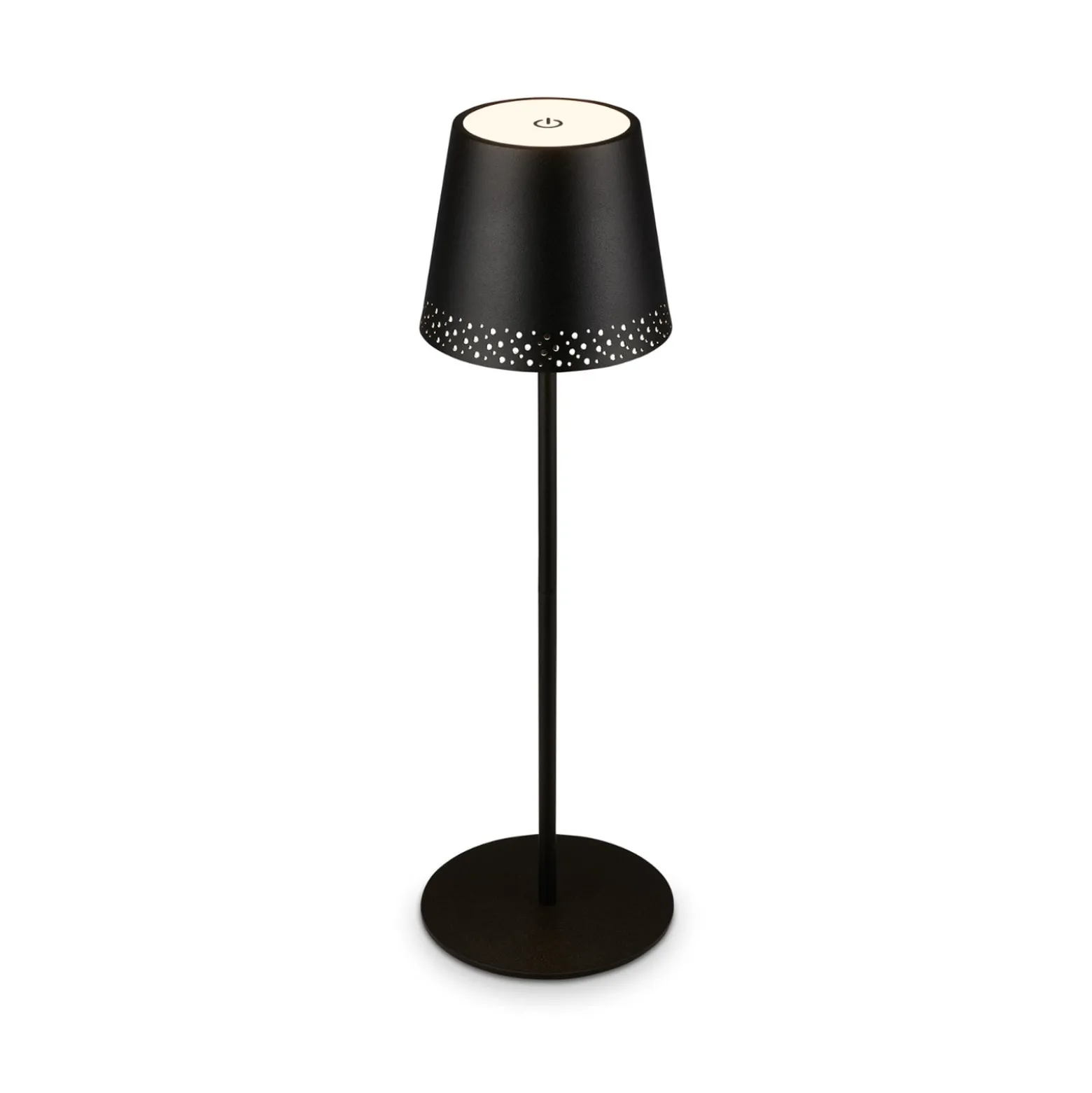 LED-Akku-Tischleuchte Kiki, schwarz, IP44, 3.000K