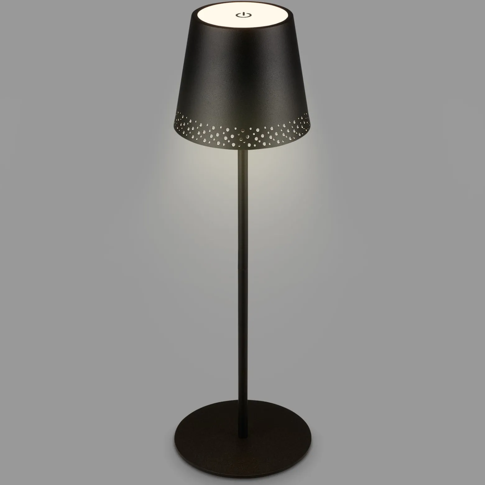 LED-Akku-Tischleuchte Kiki, schwarz, IP44, 3.000K