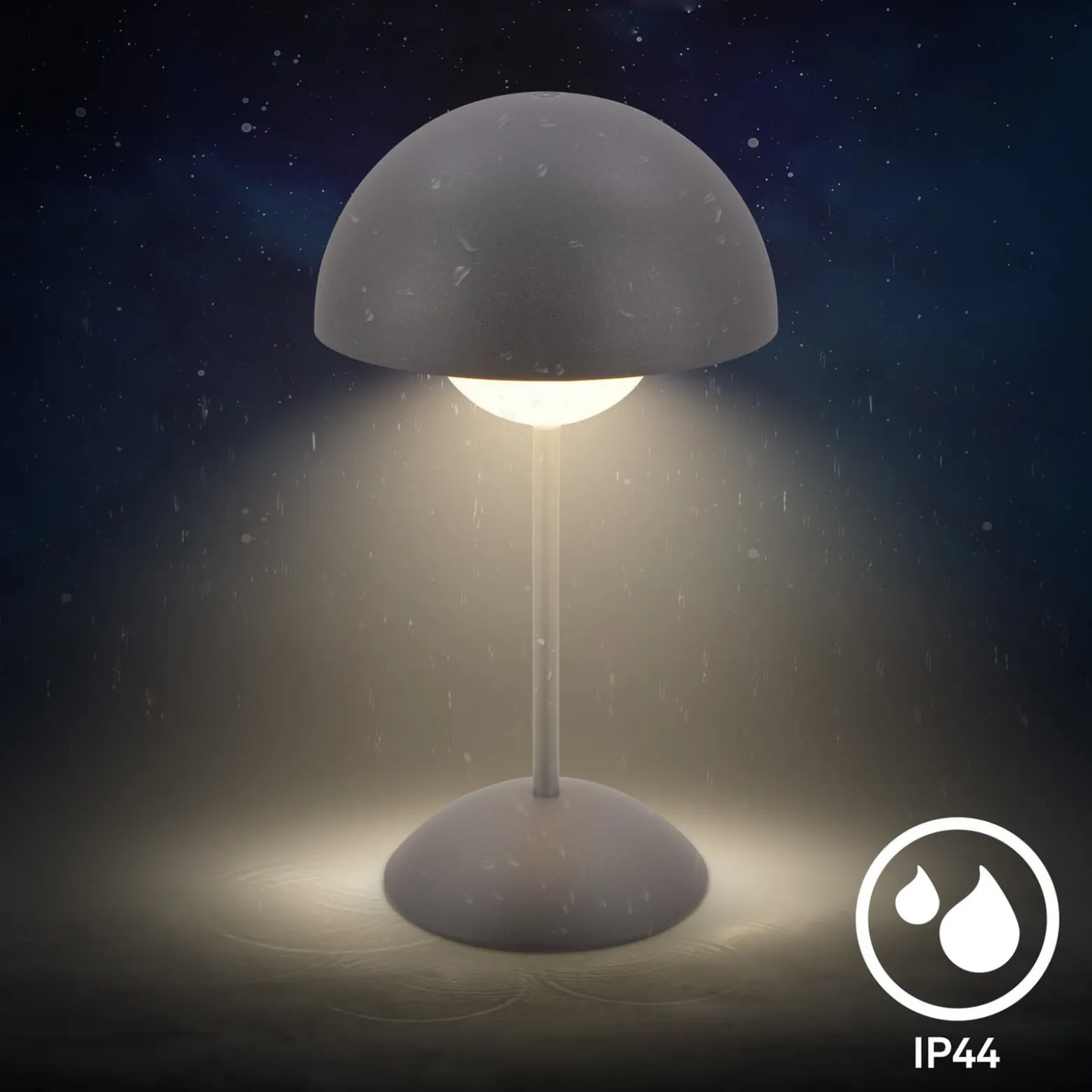 LED-Akku-Tischleuchte Kugle, anthrazit, Metall, IP44, dim.