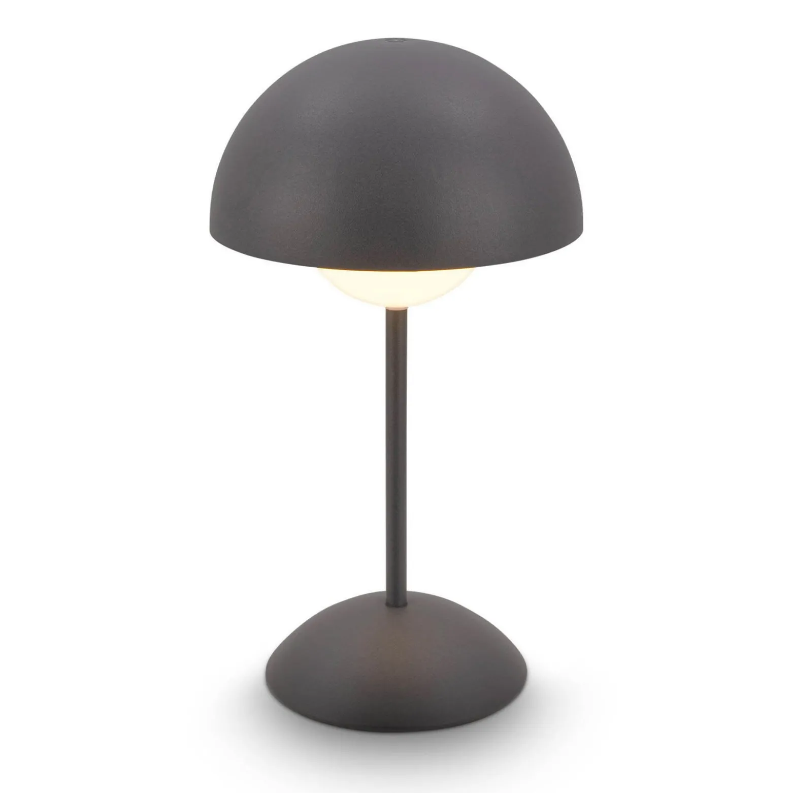 LED-Akku-Tischleuchte Kugle, anthrazit, Metall, IP44, dim.