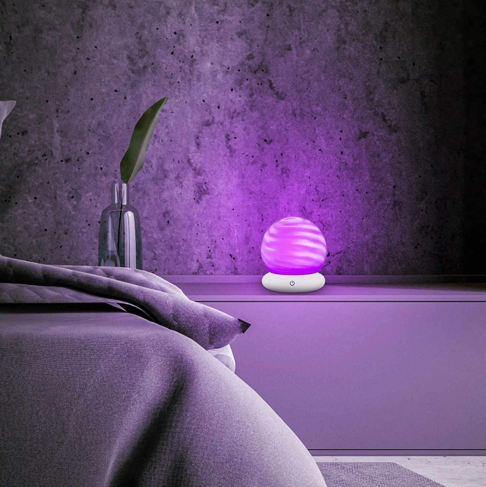 LED-Akku-Tischleuchte LUSTRO, weiß, Ø 15 cm, RGBW, touchdim