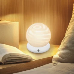 LED-Akku-Tischleuchte LUSTRO, weiß, Ø 15 cm, RGBW, touchdim