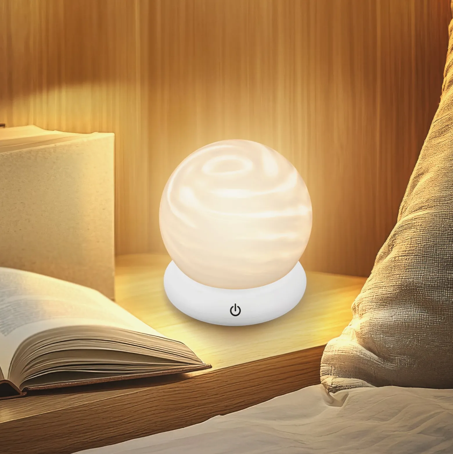 LED-Akku-Tischleuchte LUSTRO, weiß, Ø 15 cm, RGBW, touchdim