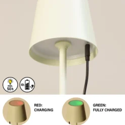 LED-Akku-Tischleuchte Roxi, mintgrün, Metall, IP54, Dimmer