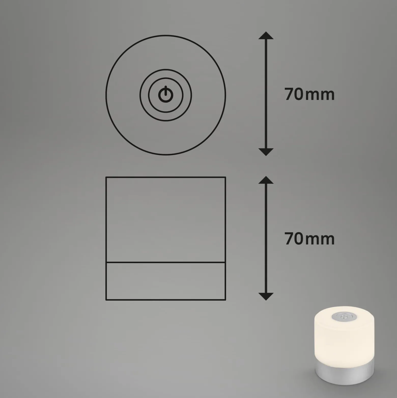 LED-Akku-Tischleuchte Smal, chromfarben, 2.700K, dimmbar
