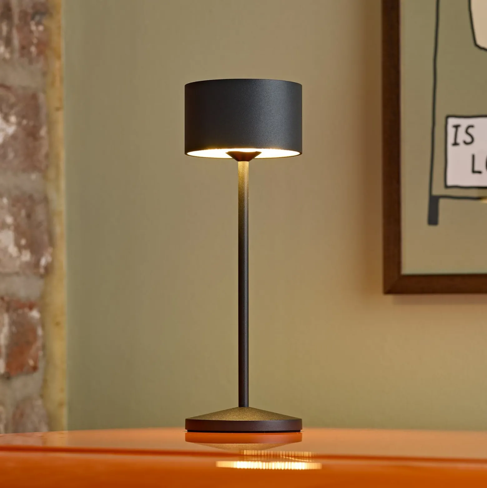 LED-Akku-Tischleuchte Veluna, schwarz, 3er-Set, 25 cm, IP44