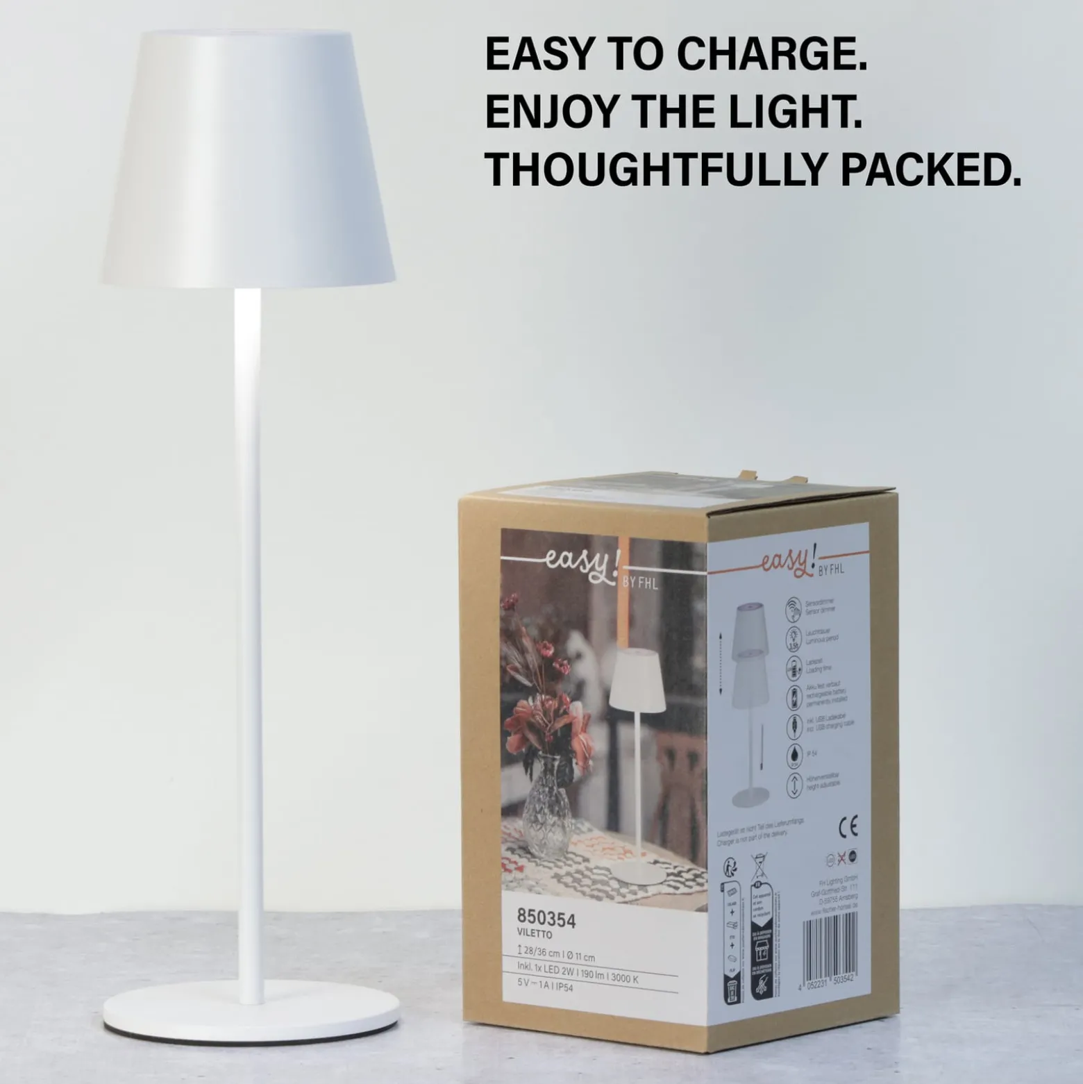 LED-Akku-Tischleuchte Viletto, weiß, IP54