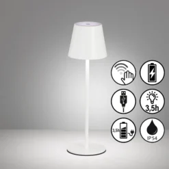 LED-Akku-Tischleuchte Viletto, weiß, IP54