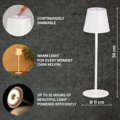 LED-Akku-Tischleuchte Viletto, weiß, IP54