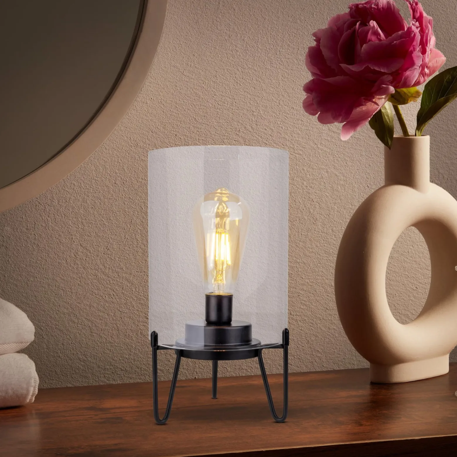 LED-Außendekoleuchte Lonna, Batterie, Glas, Metall