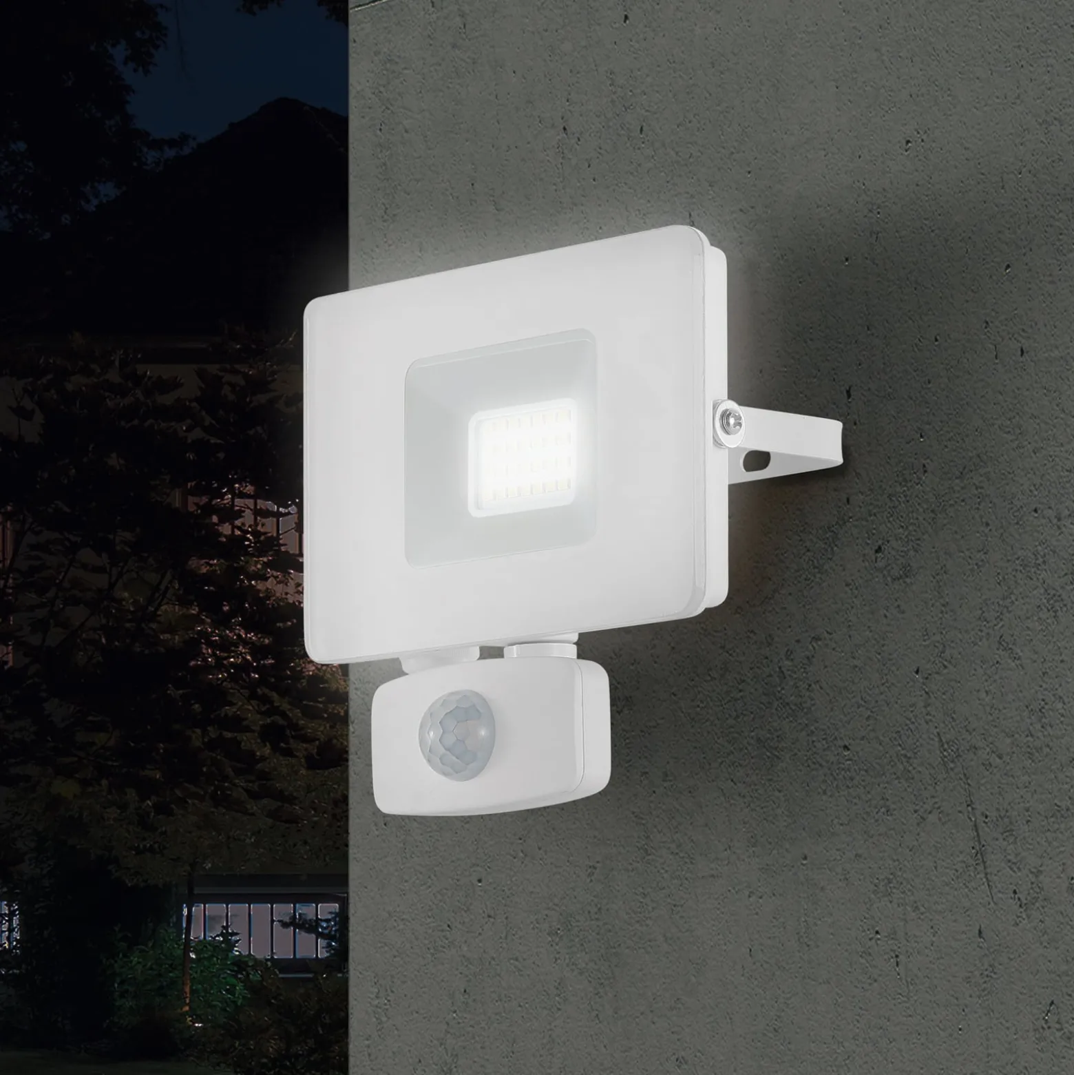LED-Außenstrahler Faedo 3 mit Sensor, weiß, 20W