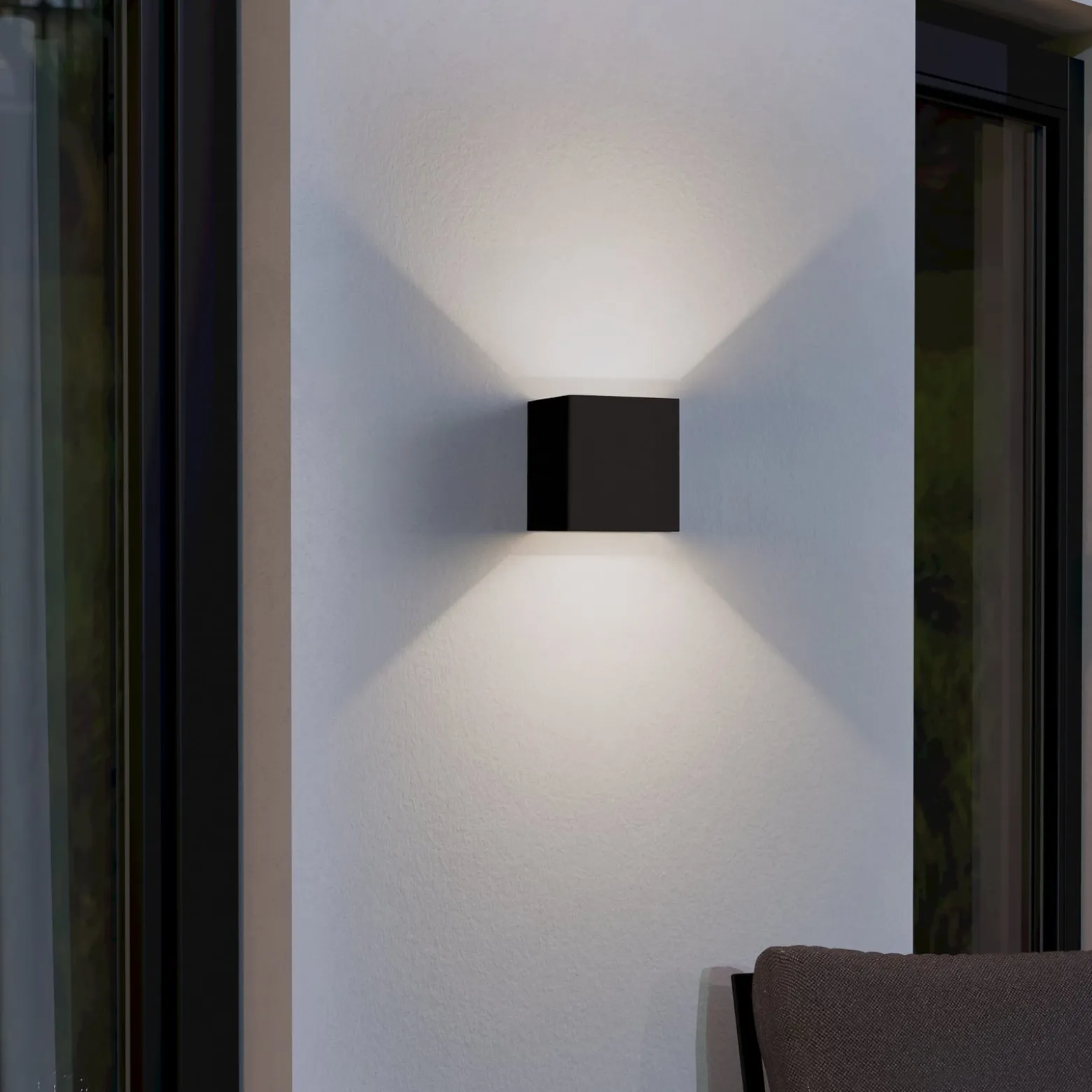 LED-Außenwandlampe Calpino 3, schwarz, Breite 10 cm, 2-flg.
