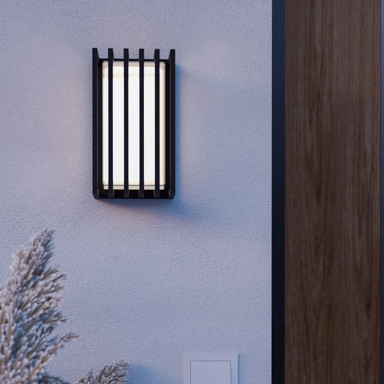 LED-Außenwandlampe Genovese, schwarz, Höhe 24 cm, Sensor