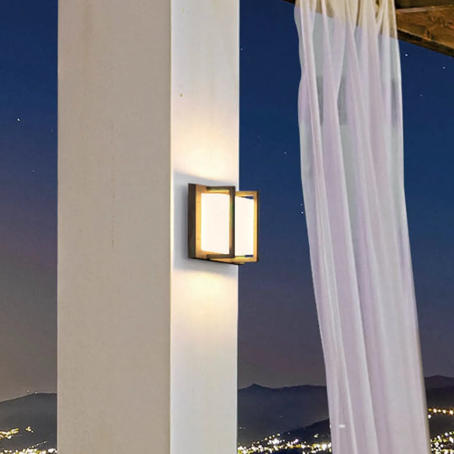 LED-Außenwandlampe Ice Cubic 3406, messing natur