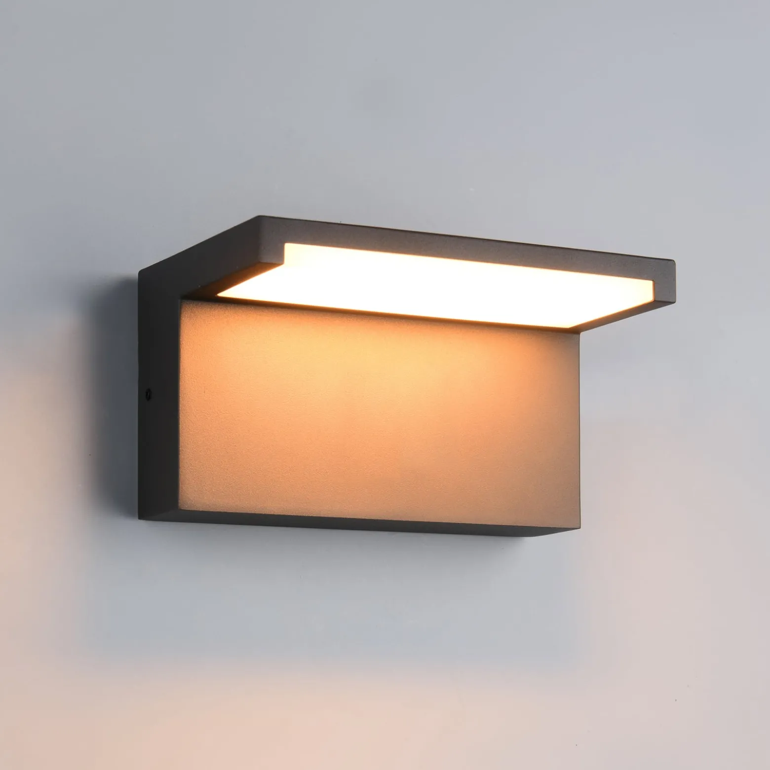 LED-Außenwandlampe Ravi, anthrazit, Breite 18 cm Metall IP65