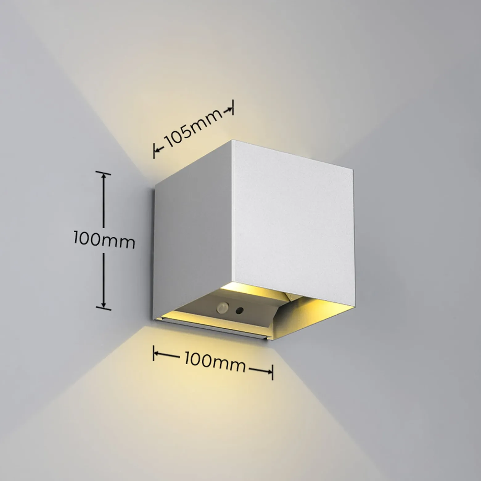 LED-Außenwandlampe Talent, titanfarben, Breite 10 cm, Sensor