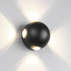 LED-Außenwandleuchte Avisio, schwarz, 4-flammig, halbrund