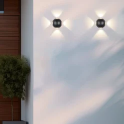 LED-Außenwandleuchte Avisio, schwarz, 4-flammig, halbrund