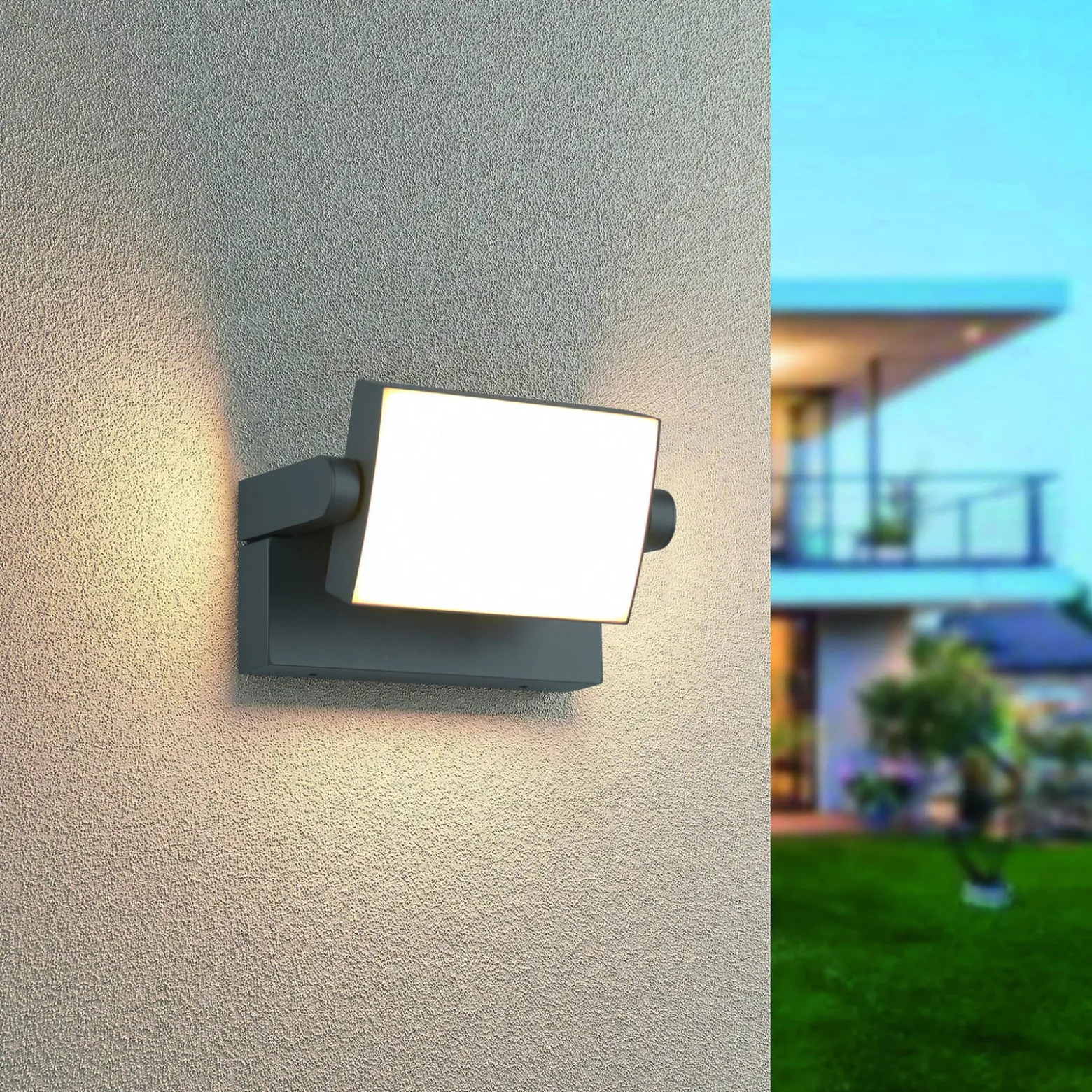 LED-Außenwandleuchte KANSAS, anthrazit, Breite 20 cm, IP54