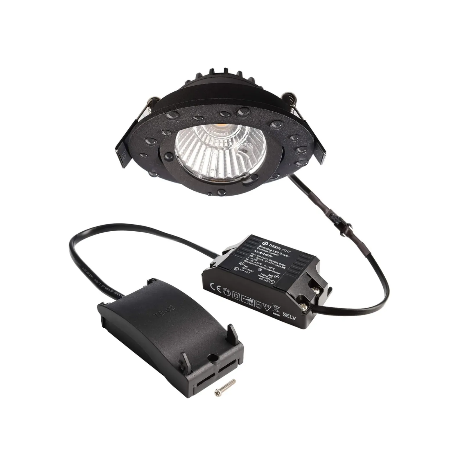 LED-Deckeneinbauleuchte Dione, IP44, 4.000 K, schwarz, dim