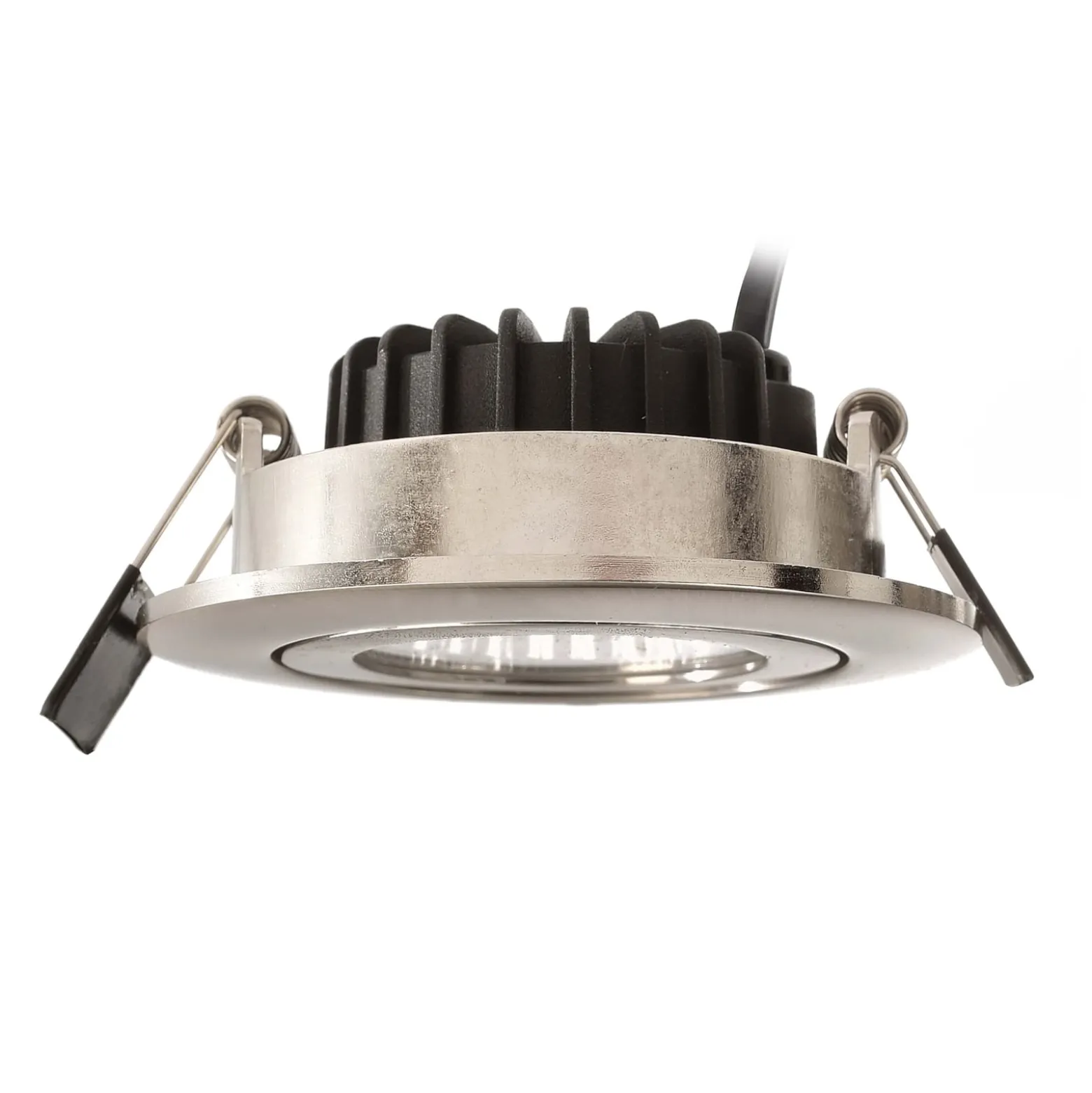LED-Deckeneinbauleuchte Dione, IP44, 2.700 K, nickel, dim