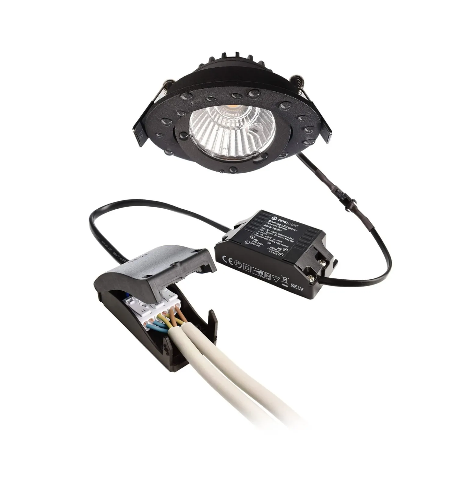 LED-Deckeneinbauleuchte Dione, IP44, schwarz, dim to warm