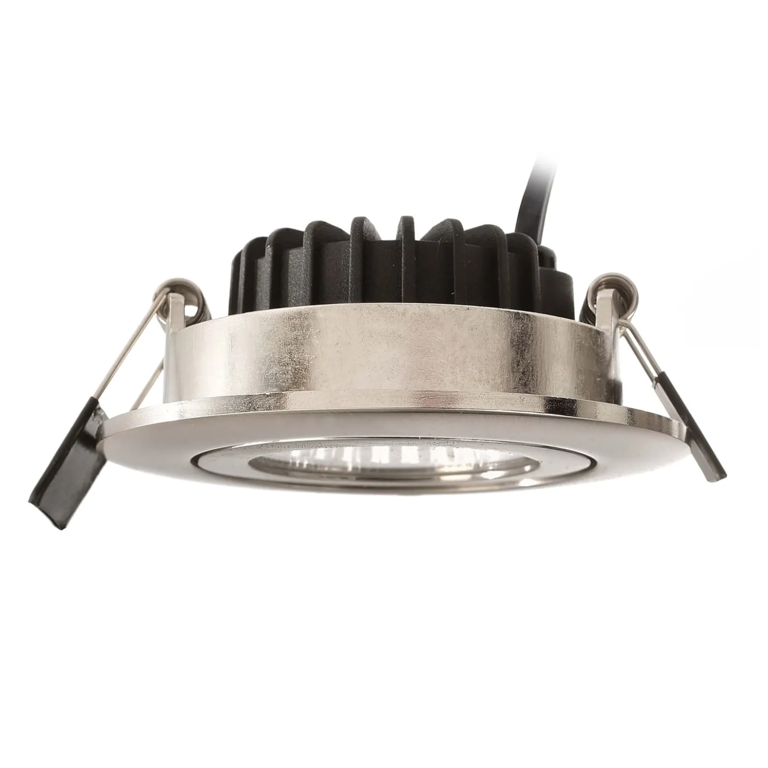 LED-Deckeneinbauleuchte Dione, IP44, 3.000 K, nickel, dim