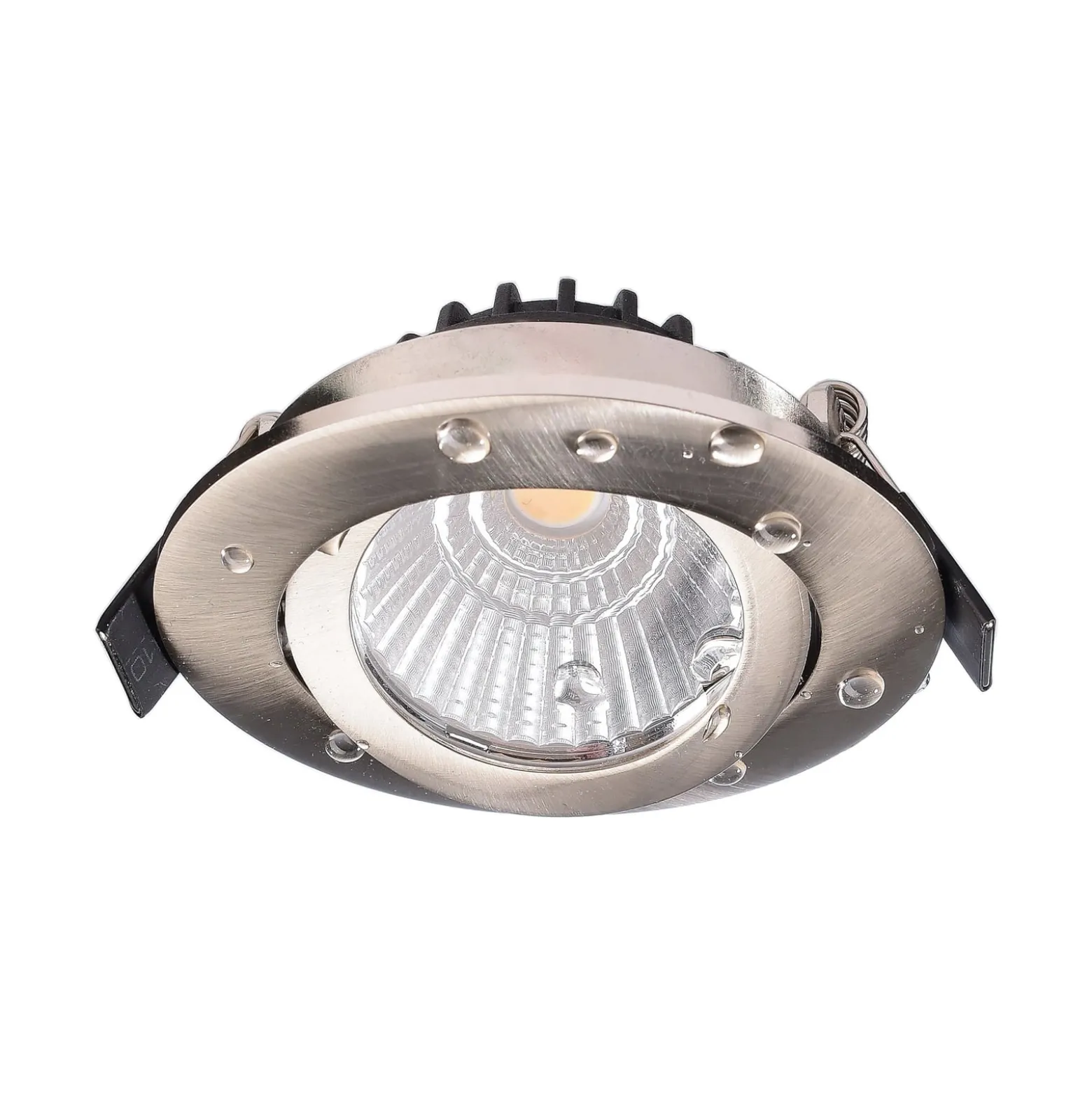 LED-Deckeneinbauleuchte Dione, IP44, nickel, dim to warm