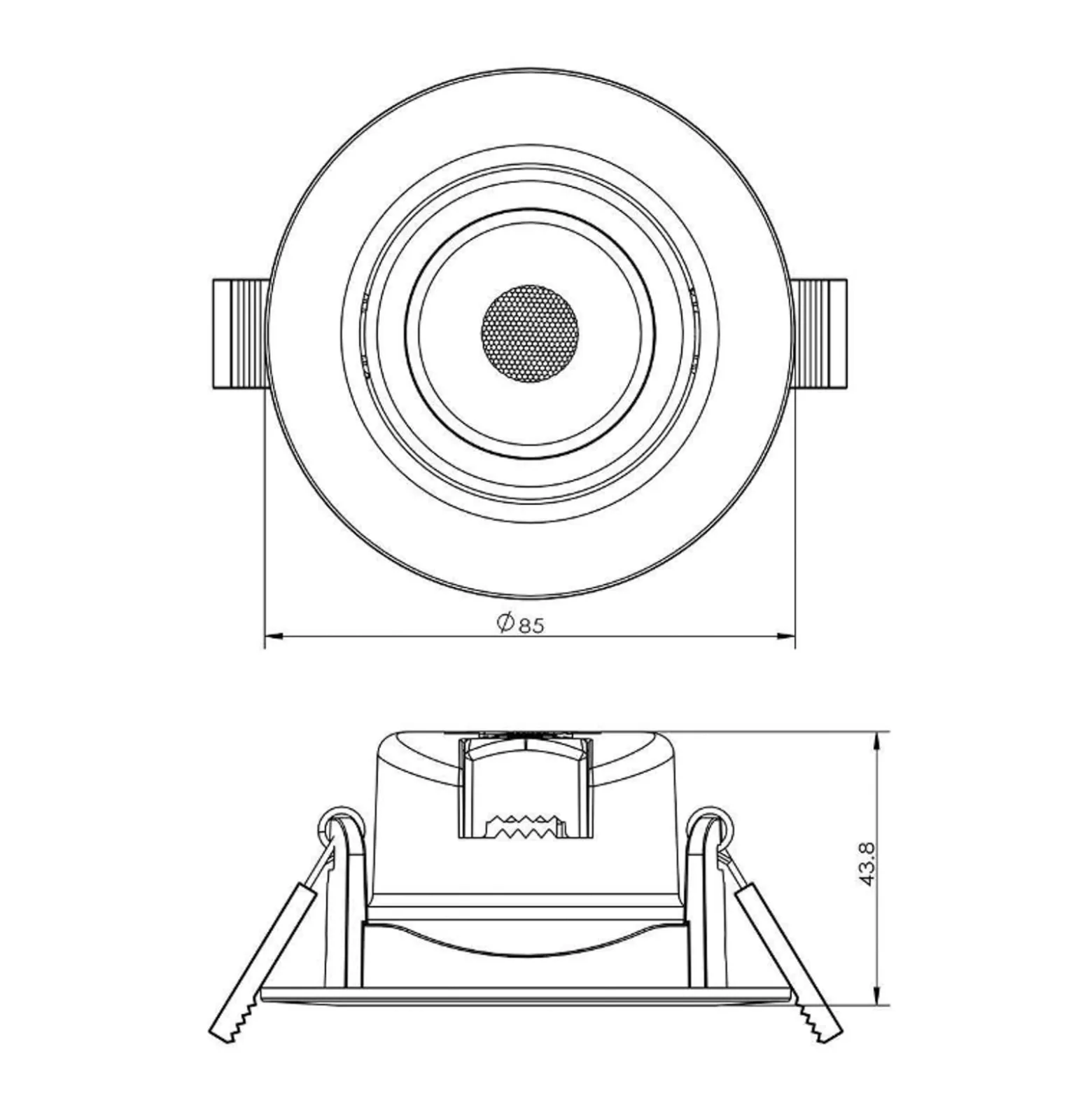 LED-Deckeneinbauleuchte SMD-68-230V, 2.700K, Ø8,5cm, schwarz