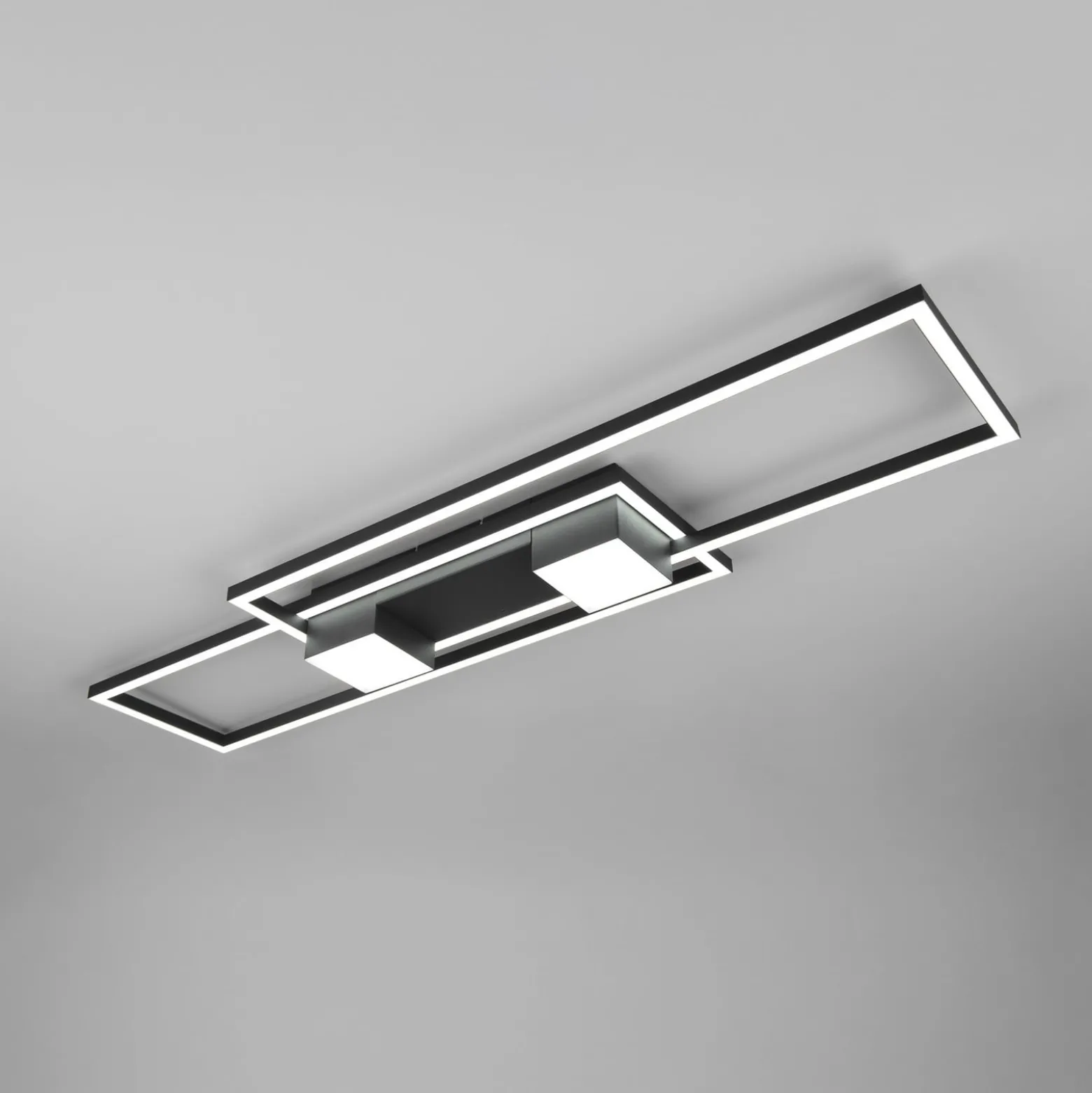 LED-Deckenlampe Albany, schwarz, 100 x 28 cm Alu CCT dimmbar