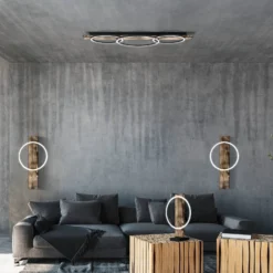 LED-Deckenlampe Boyal, schwarz, Länge 101 cm, Holz, 3-flg.