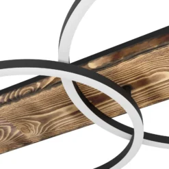 LED-Deckenlampe Boyal, schwarz, Länge 101 cm, Holz, 3-flg.