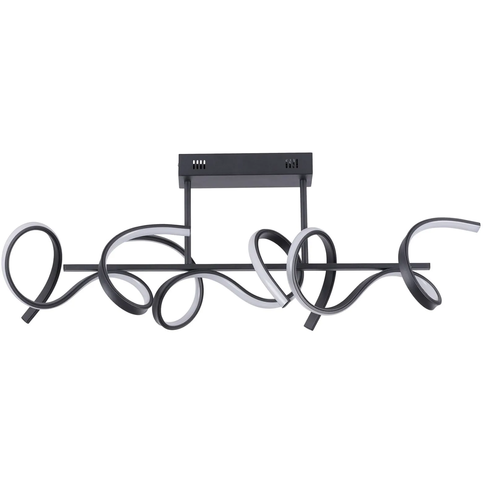 LED-Deckenlampe Curls, schwarz, Metall, 82 cm lang, dimmbar