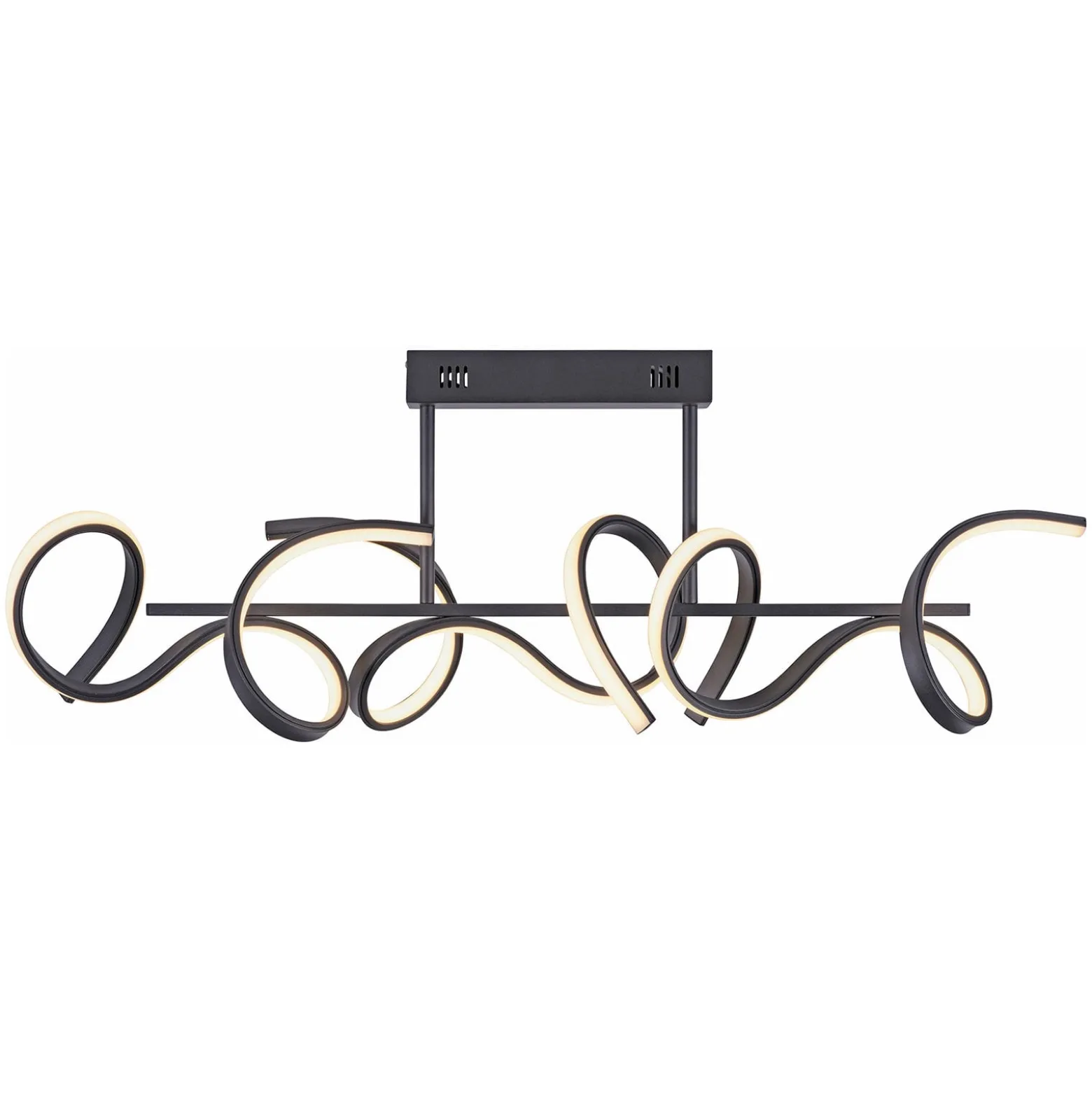 LED-Deckenlampe Curls, schwarz, Metall, 82 cm lang, dimmbar