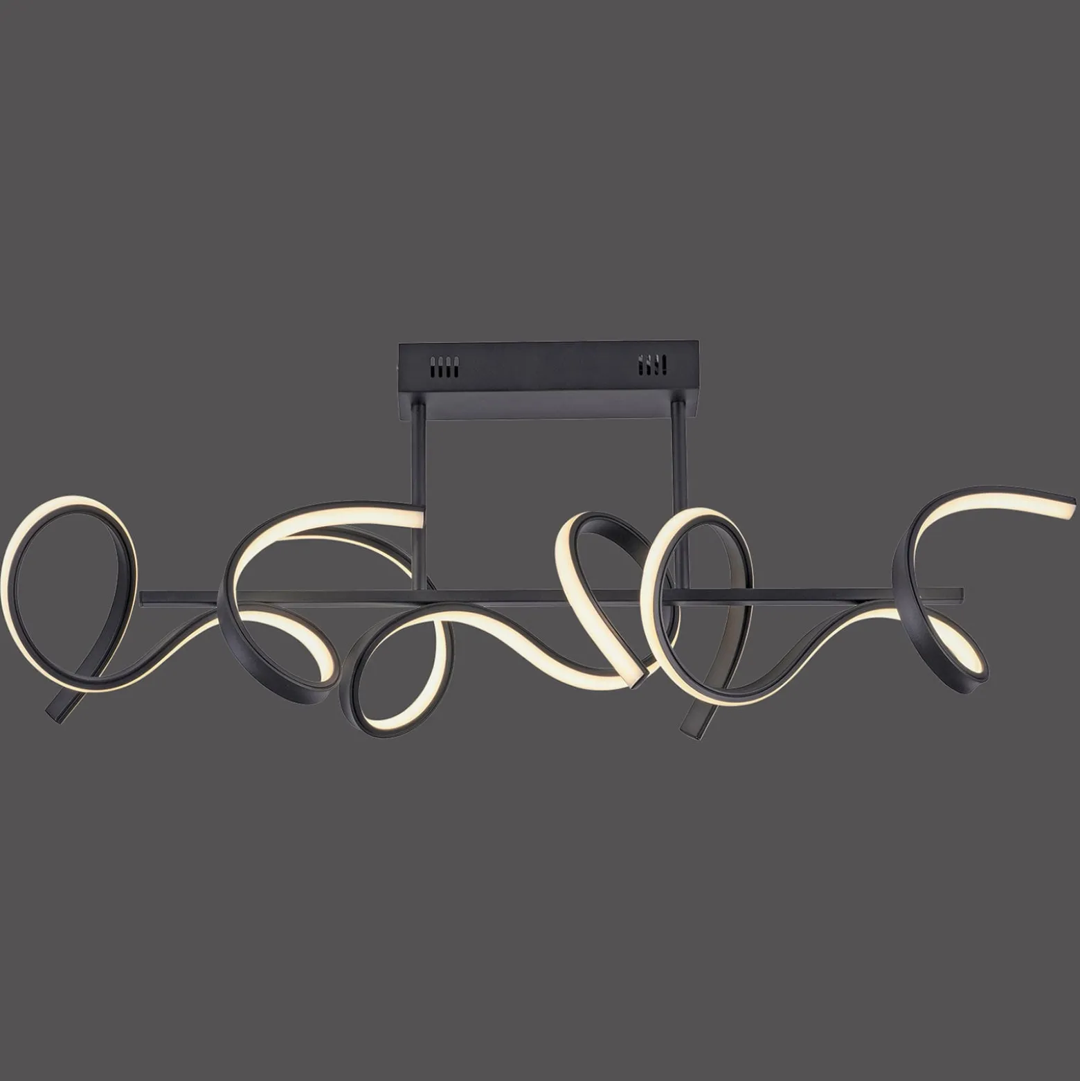 LED-Deckenlampe Curls, schwarz, Metall, 82 cm lang, dimmbar