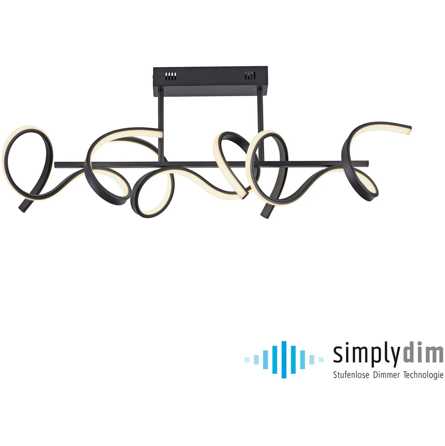 LED-Deckenlampe Curls, schwarz, Metall, 82 cm lang, dimmbar