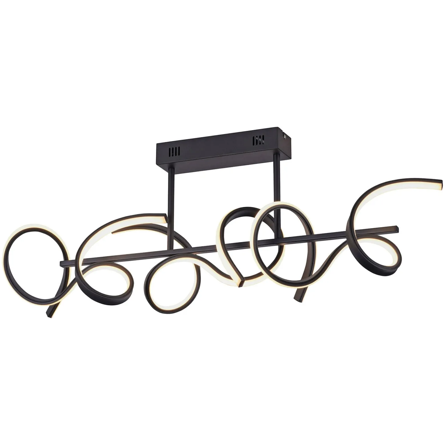 LED-Deckenlampe Curls, schwarz, Metall, 82 cm lang, dimmbar